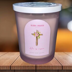 NEW! Bloom & Prosper Peony & Vanilla Candle 15.2 oz “He is Risen”